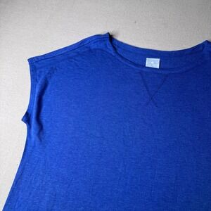 Sunday Women 2X Royal Blue Top French Terry Crew Neck Plus Size Tee